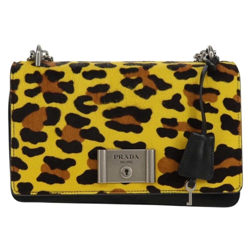 Prada Nylon Chain Shoulder Bag Yellow